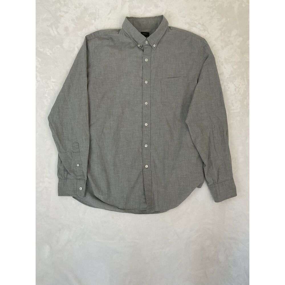 J Crew Shirt Slim Fit Gray Long Sleeve Button Down Cotton Size Large